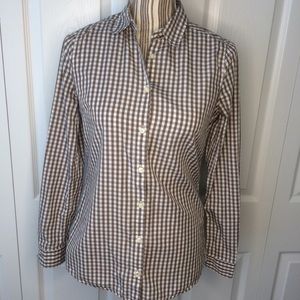Barbour brown checkered button down shirt